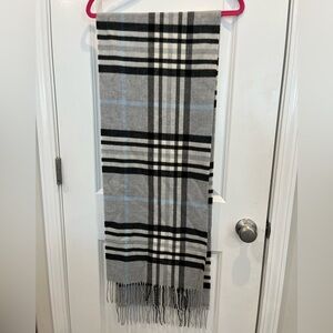 CASHMINK & V.Fraas Plaid Scarf Gray, Black, Blue EUC
